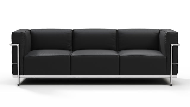 Corbusier - Corbusier Grand Modele Three Seater Sofa, Vintage Black Vegan Leather