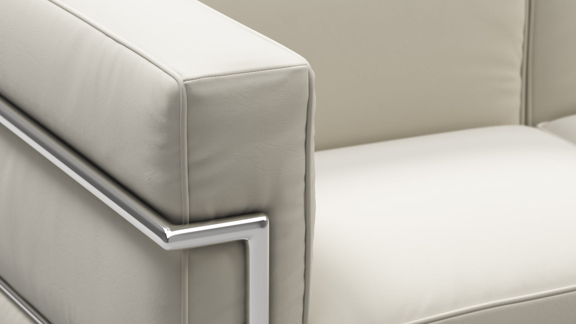 Corbusier - Corbusier Grand Modele Two Seater Sofa, Cream Vegan Leather