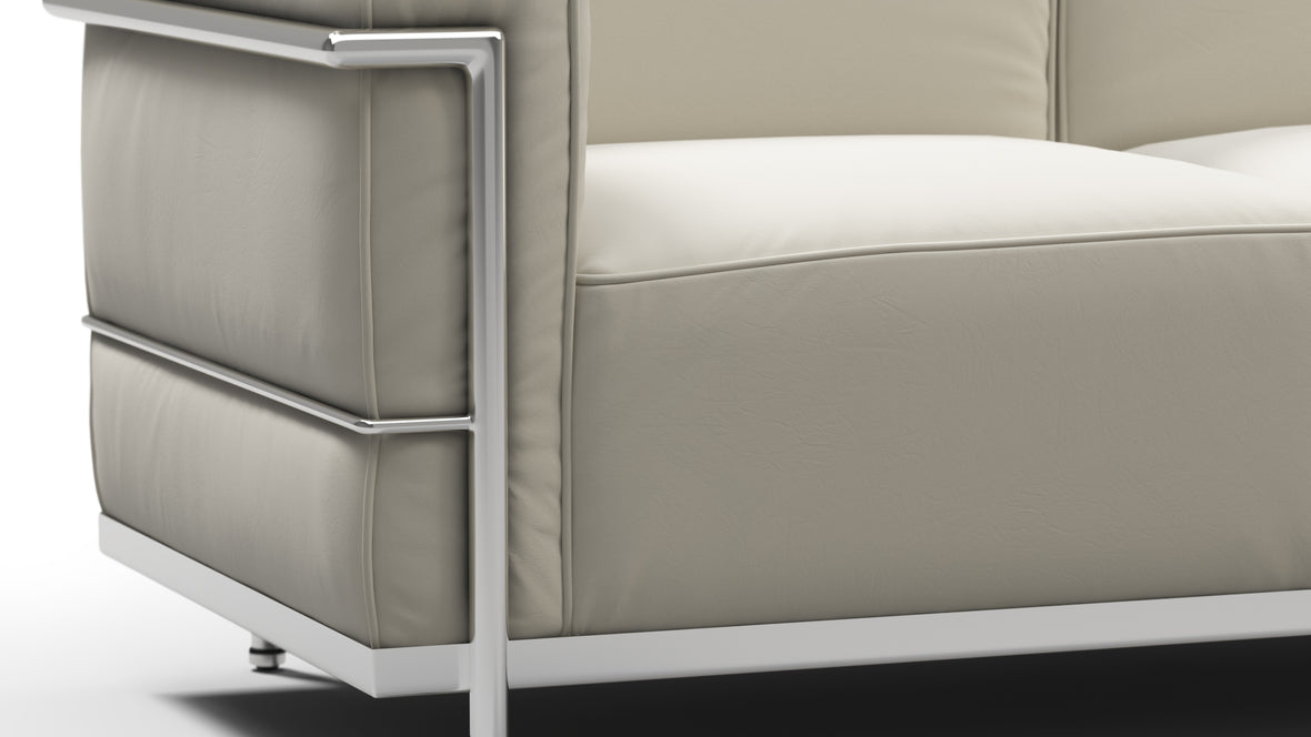 Corbusier - Corbusier Grand Modele Two Seater Sofa, Cream Vegan Leather