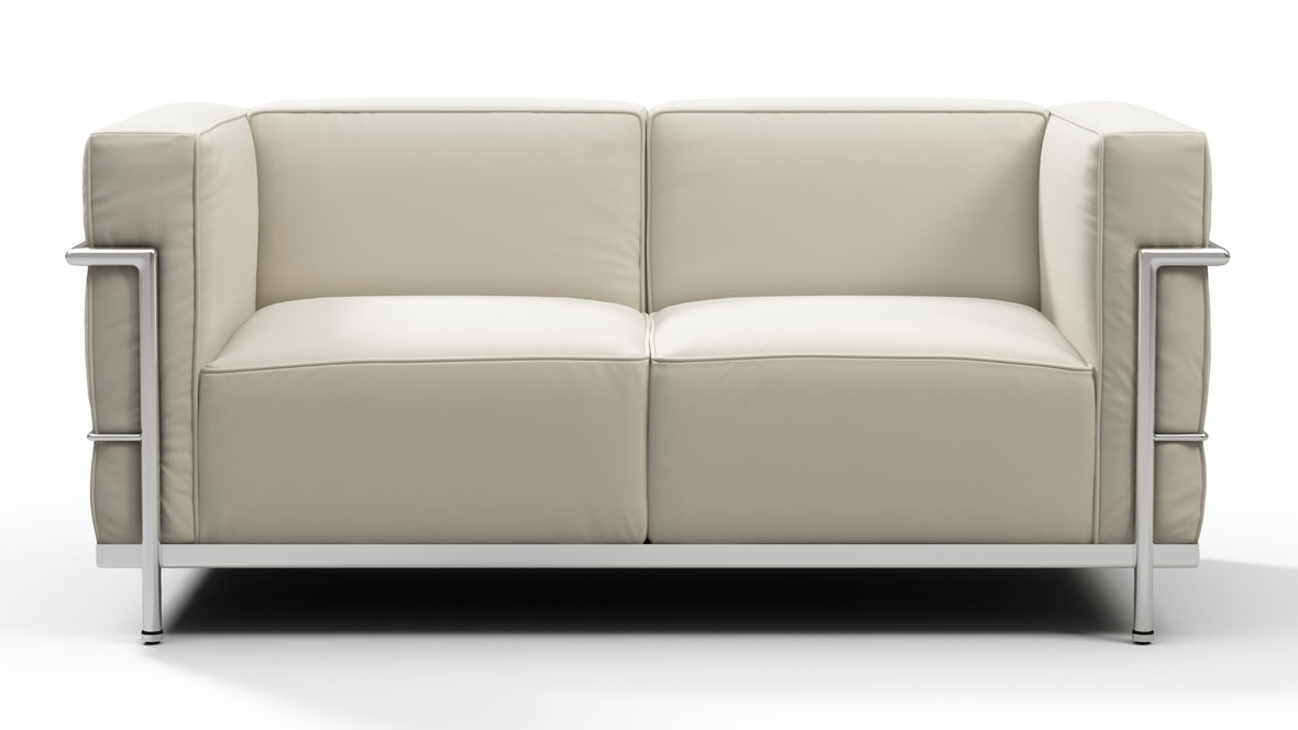 Corbusier - Corbusier Grand Modele Two Seater Sofa, Cream Vegan Leather