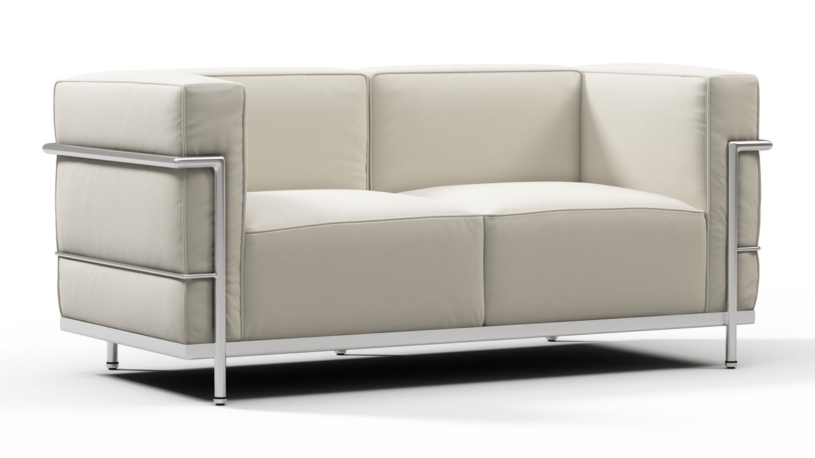 Corbusier - Corbusier Grand Modele Two Seater Sofa, Cream Vegan Leather
