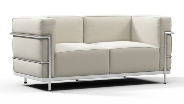 Corbusier - Corbusier Grand Modele Two Seater Sofa, Cream Vegan Leather