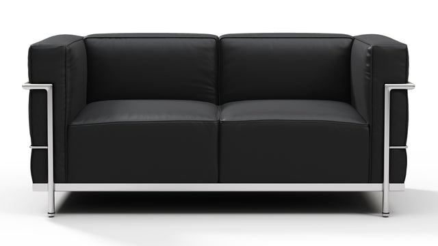 Corbusier - Corbusier Grand Modele Two Seater Sofa, Vintage Black Vegan Leather