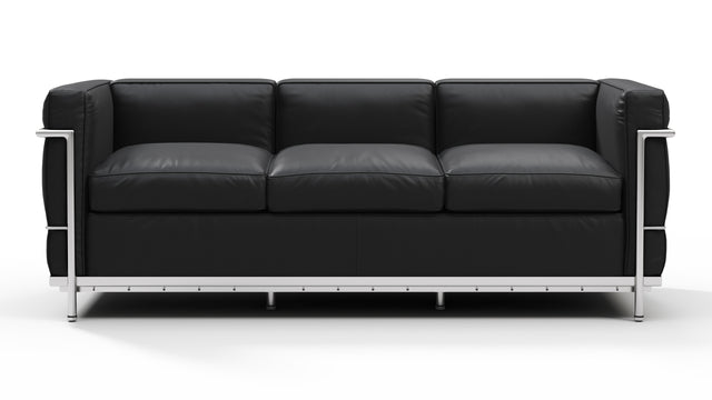 Corbusier - Corbusier Petit Modele Three Seater Sofa, Vintage Black Vegan Leather