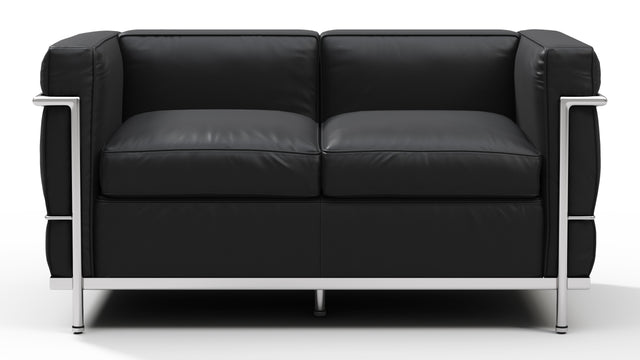 Corbusier - Corbusier Petit Modele Two Seater Sofa, Vintage Black Vegan Leather