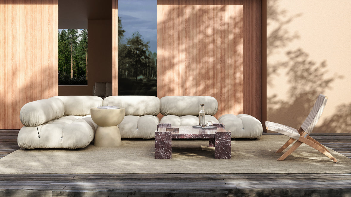 Bellini Outdoor - Mario Bellini Outdoor Sectional, Left Corner, Cream Chunky Performance Weave