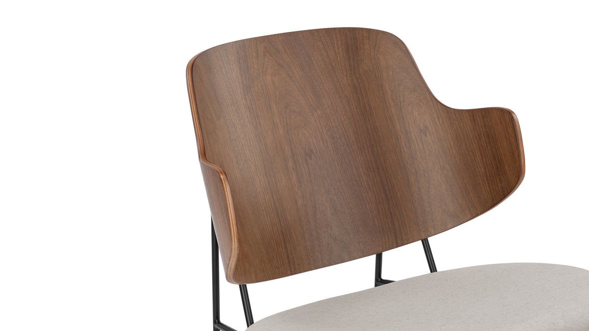 The Penguin - The Penguin Lounge Chair, Wheat Gray Cashmere Wool and Walnut
