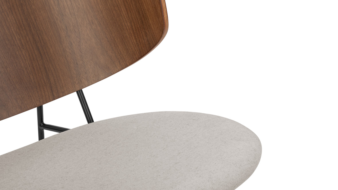 The Penguin - The Penguin Lounge Chair, Wheat Gray Cashmere Wool and Walnut