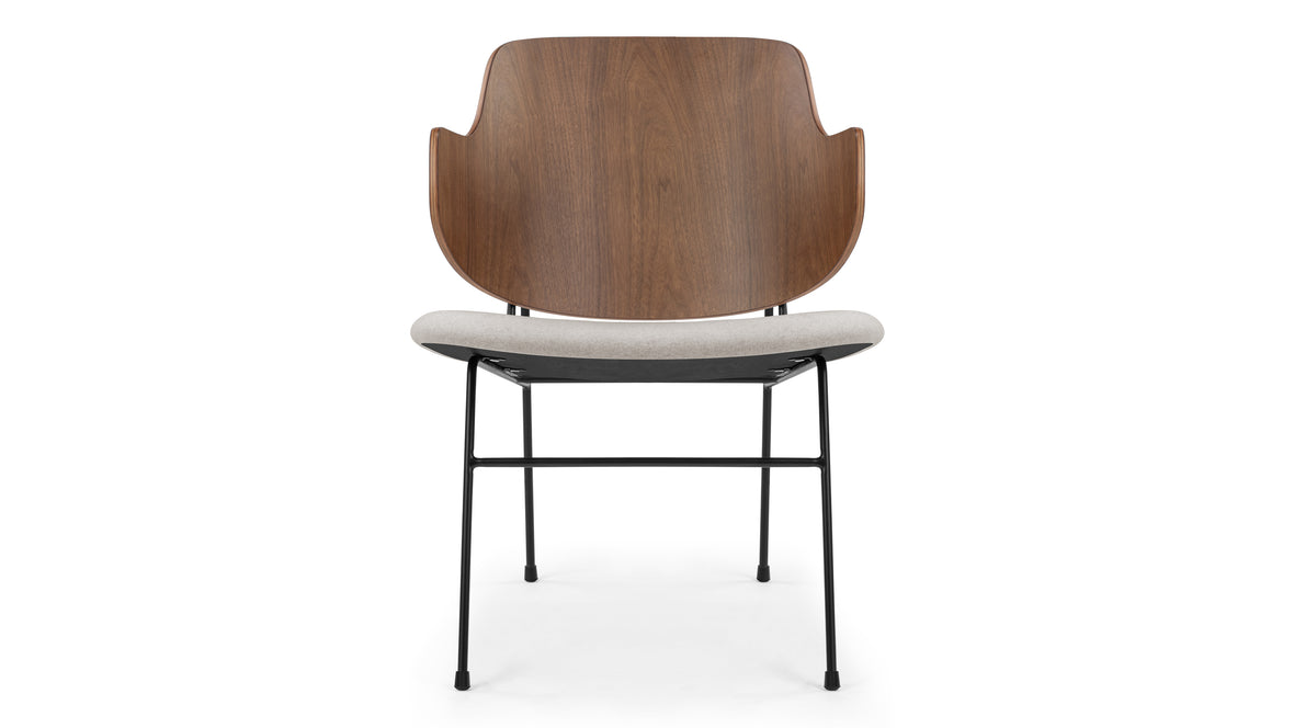 The Penguin - The Penguin Lounge Chair, Wheat Gray Cashmere Wool and Walnut
