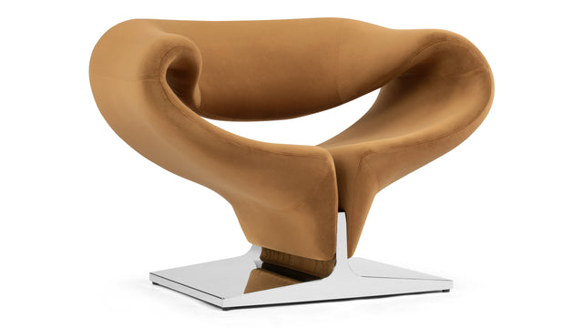 Ribbon - Ribbon Chair, Caramel Plush Velvet