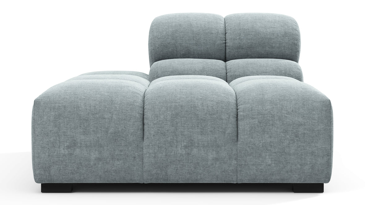 Tufty - Tufty Module, Left End, Armless, Cerulean Chenille