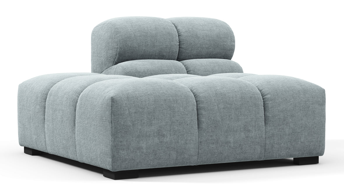 Tufty - Tufty Module, Left End, Armless, Cerulean Chenille