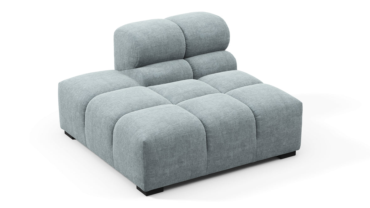 Tufty - Tufty Module, Left End, Armless, Cerulean Chenille