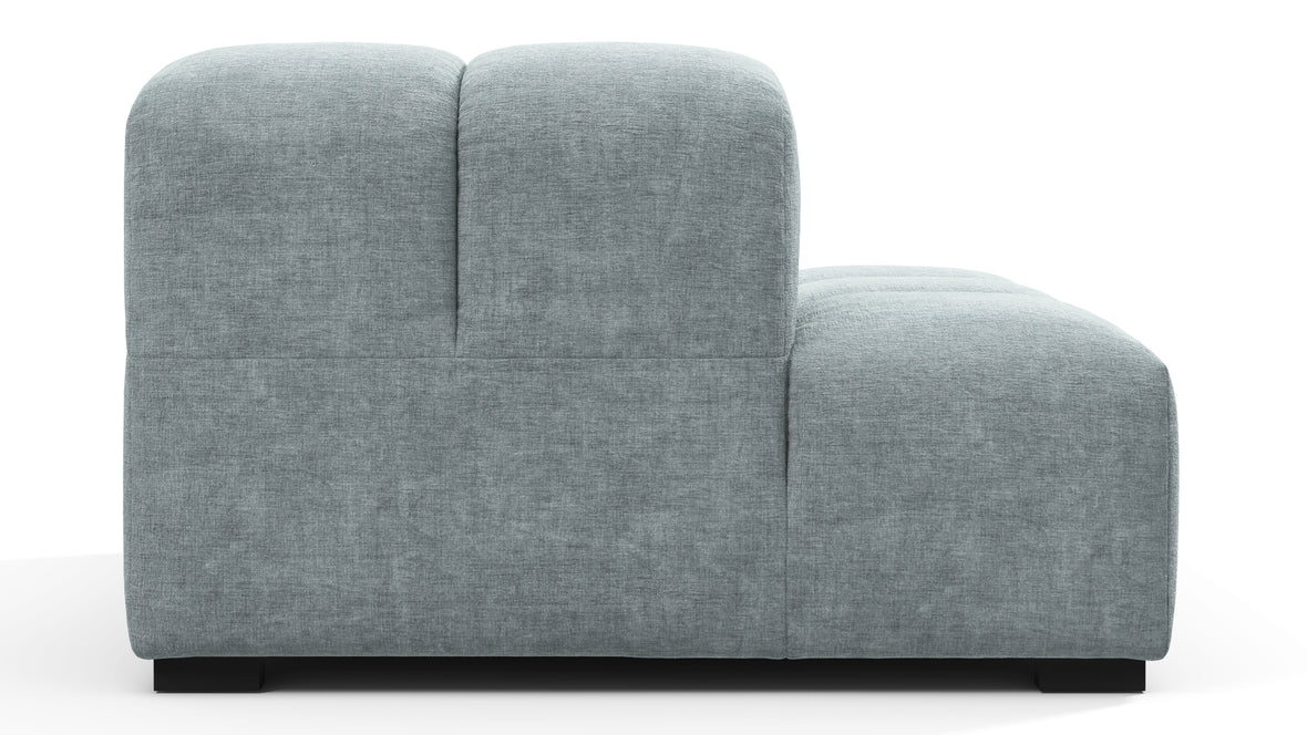 Tufty - Tufty Module, Left End, Armless, Cerulean Chenille