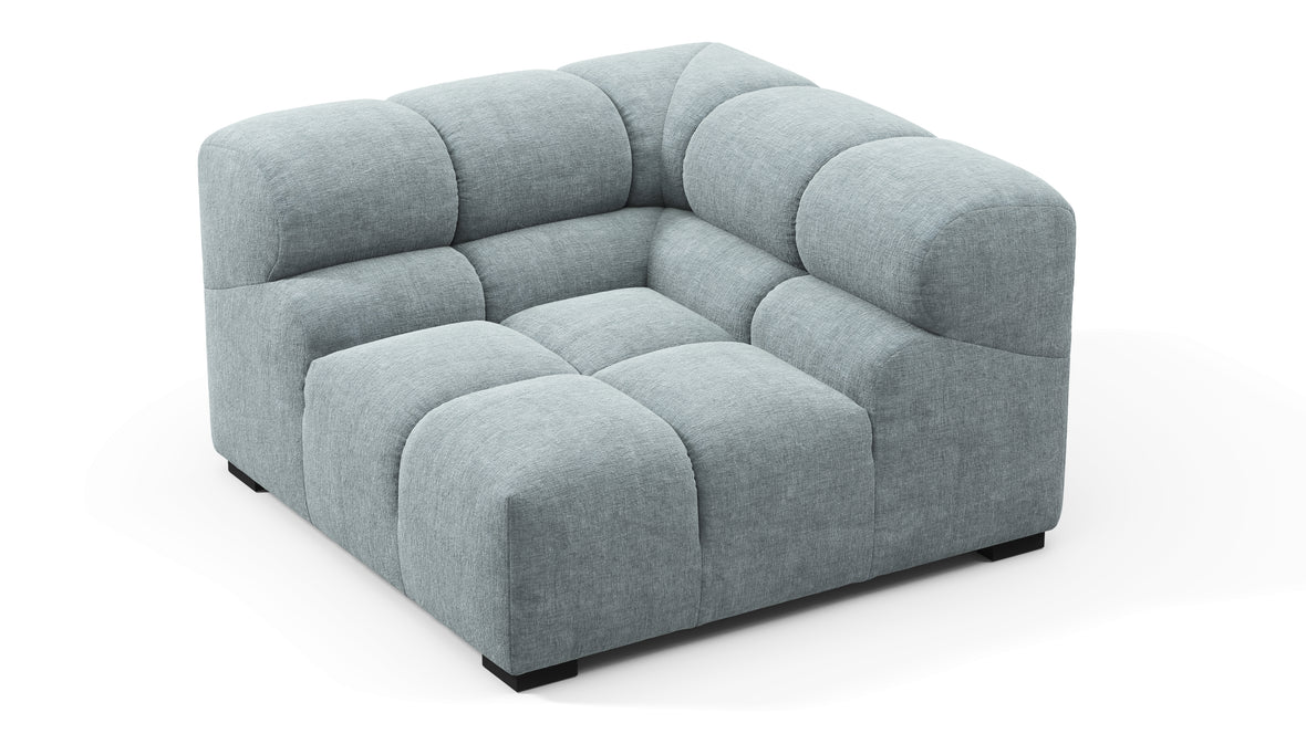 Tufty - Tufty Module, Right Corner, Cerulean Chenille