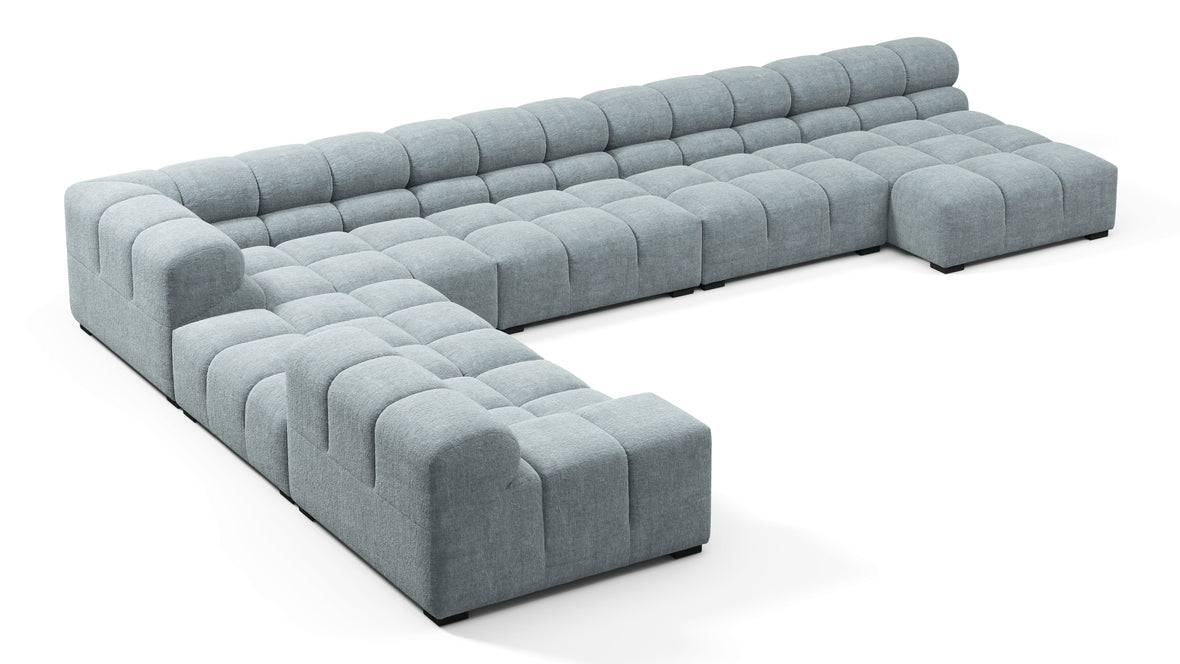 Tufty - Tufty Sectional, Extra Large Left Corner, Cerulean Chenille