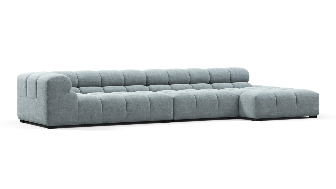 Tufty - Tufty Sectional, Large, Right Chaise, Cerulean Chenille