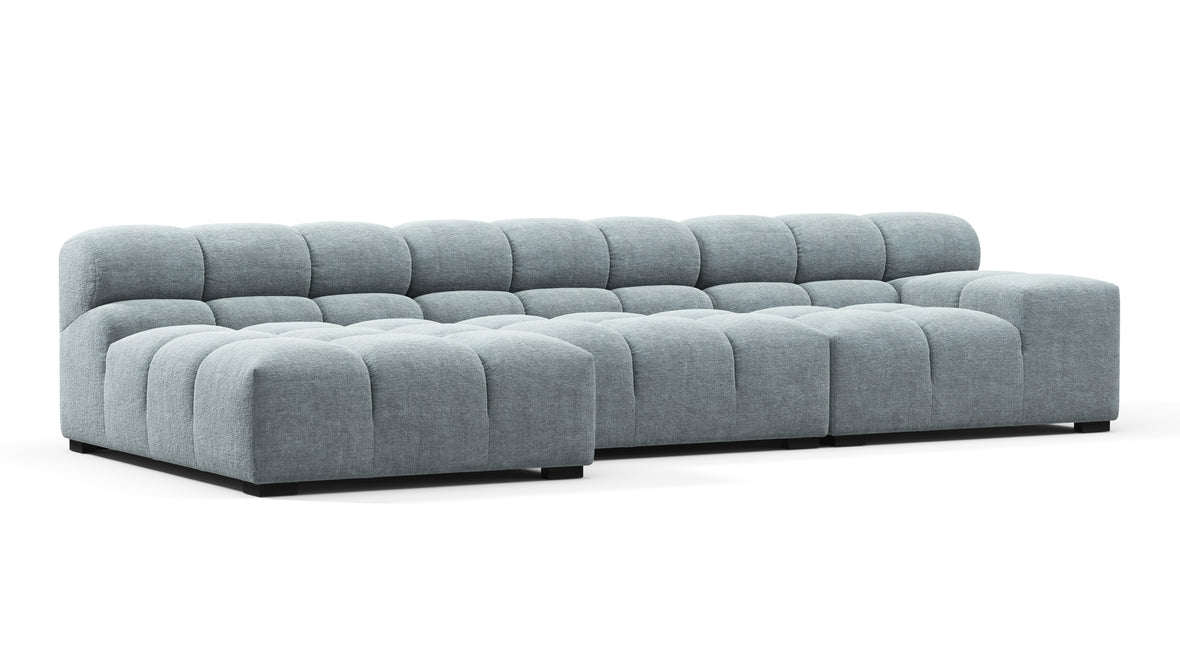 Tufty - Tufty Sectional, Small, Left Chaise, Cerulean Chenille