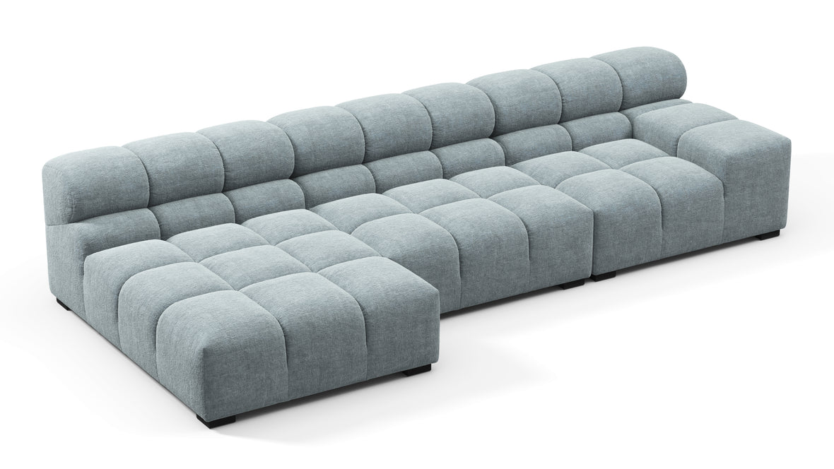 Tufty - Tufty Sectional, Small, Left Chaise, Cerulean Chenille