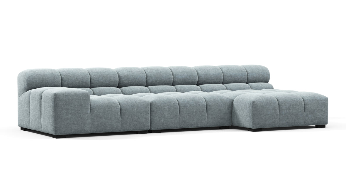 Tufty - Tufty Sectional, Small, Right Chaise, Cerulean Chenille