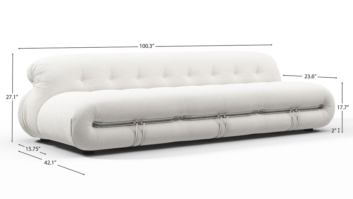 Soriana - Soriana Three Seater Sofa, White Boucle