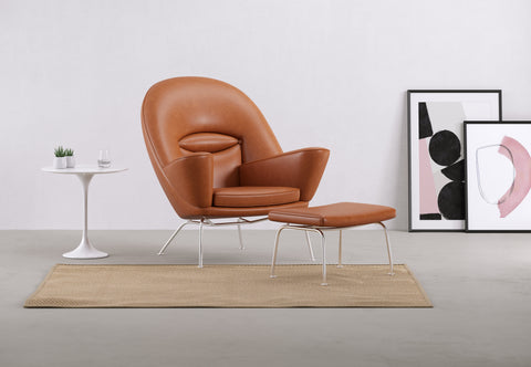Oslo - Oslo Ottoman, Tan Premium Leather