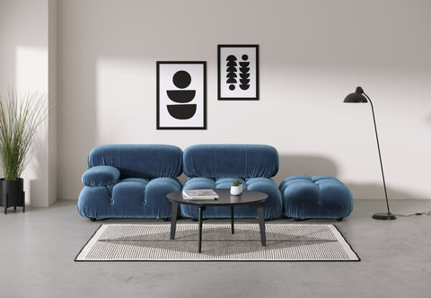 Bellini Sofa - Mario Bellini Open End Sofa, Right, Aegean Blue Velvet