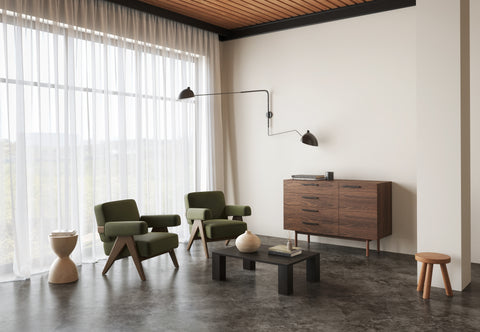 Jeanneret Lounge Chair - Pierre Jeanneret Lounge Chair, Olive Green Velvet