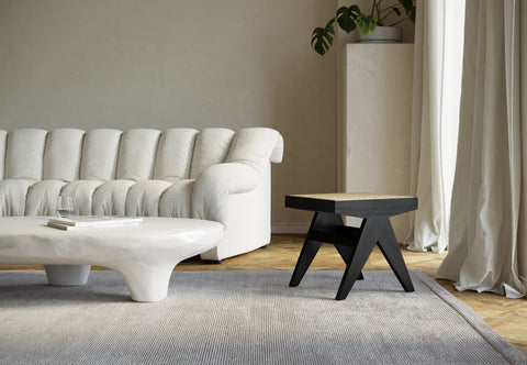 Jeanneret Low Stool - Pierre Jeanneret Stool, Black