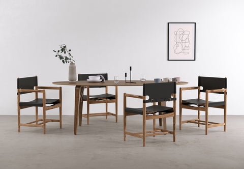 Aksel - Aksel Armchair, Deep Black Vegan Leather and Walnut Stain