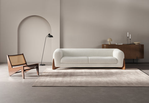 Breton - Breton Three Seater Sofa, White Boucle