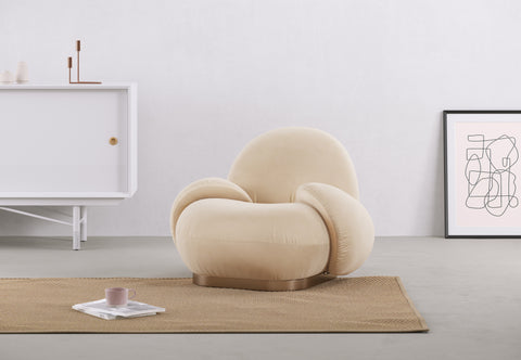 Pacha - Pacha Lounge Armchair, Ecru Velvet
