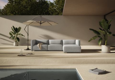Bond - Bond Outdoor Sectional, Right Chaise, Dove Grey Performance Weave
