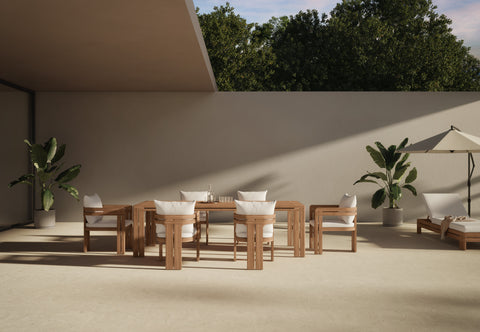 Lusso - Lusso Outdoor Dining Chair, Natural Teak with White Cushions