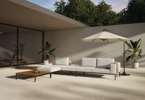 Marcus - Marcus Outdoor Ottoman, Shell Performance Weave