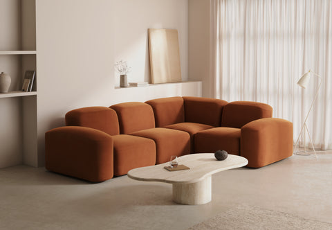 Muse - Muse Sectional, Large Right Corner, Burnt Orange Velvet