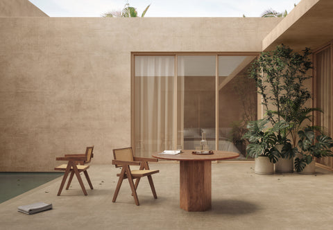 Lotus - Lotus Outdoor Dining Table, Walnut Stained Teak, 47