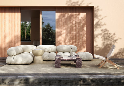 Bellini Outdoor - Mario Bellini Outdoor Sectional, Left Corner, Cream Chunky Performance Weave