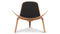 Shell - Wegner Shell Lounge Chair, Walnut and Black Premium Leather
