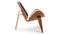 Shell - Wegner Shell Lounge Chair, Walnut and Black Premium Leather