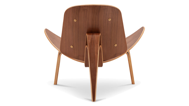 Shell - Wegner Shell Lounge Chair, Walnut and Black Premium Leather