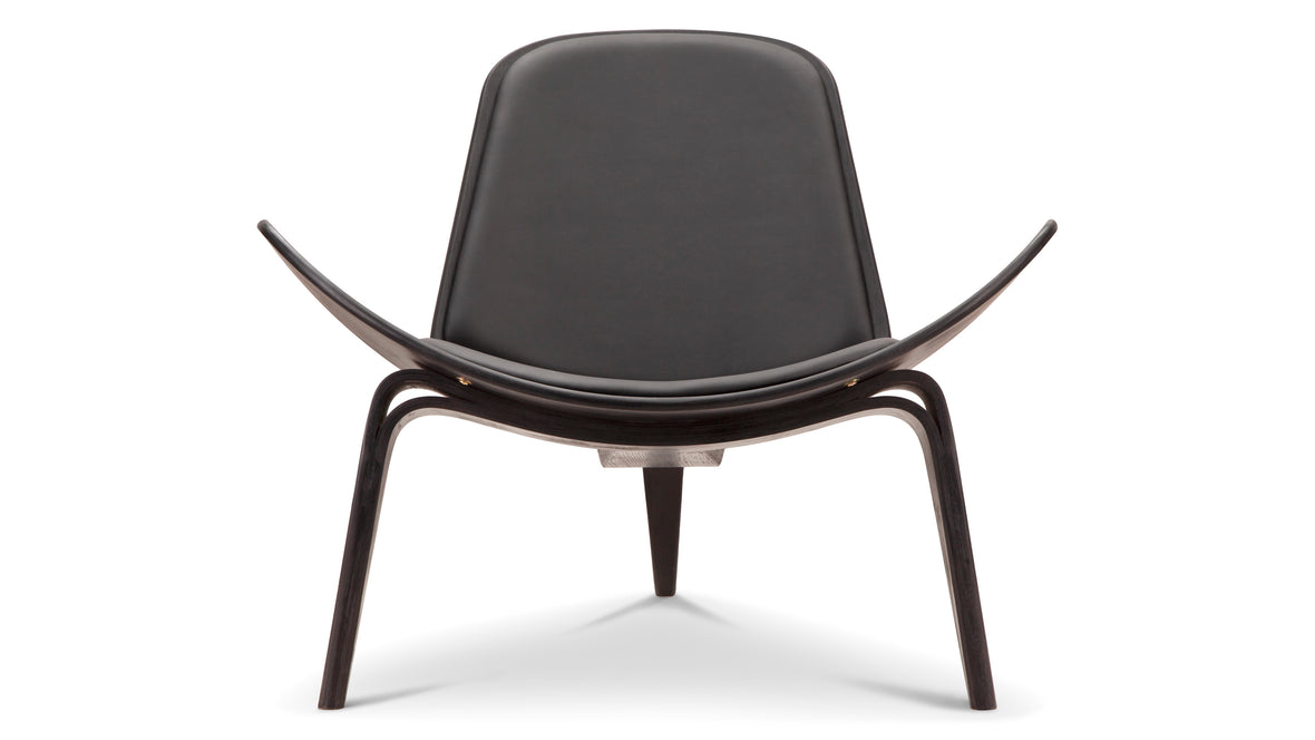 Shell - Wegner Shell Lounge Chair, Black and Black Premium Leather