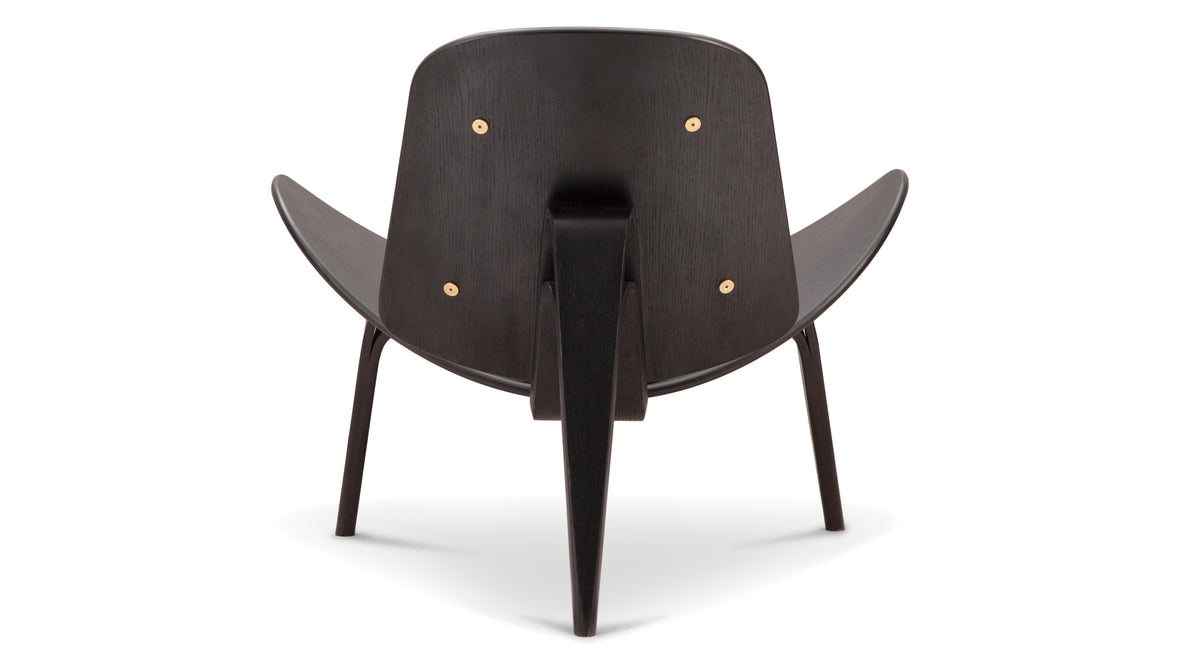 Shell - Wegner Shell Lounge Chair, Black and Black Premium Leather