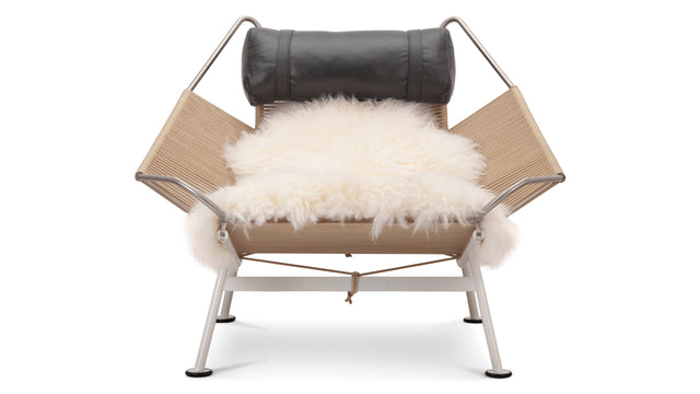 Halyard - Halyard Lounge Chair, Midnight Black Premium Leather and Icelandic Sheepskin