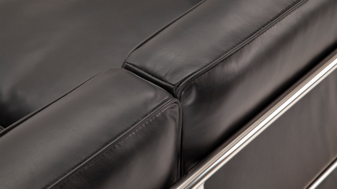 Corbusier - Corbusier Petit Modele Three Seater Sofa, Midnight Black Premium Leather