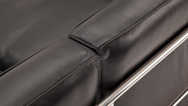 Corbusier - Corbusier Petit Modele Three Seater Sofa, Midnight Black Premium Leather
