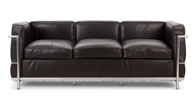 Corbusier - Corbusier Petit Modele Three Seater Sofa, Midnight Black Premium Leather
