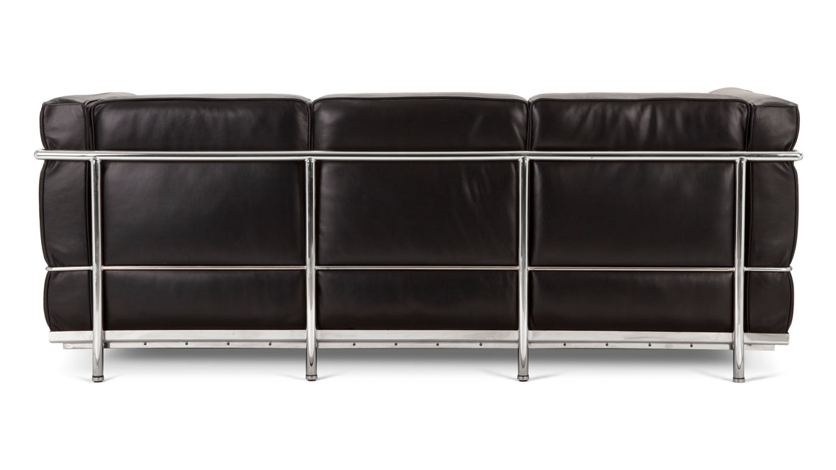 Corbusier - Corbusier Petit Modele Three Seater Sofa, Midnight Black Premium Leather