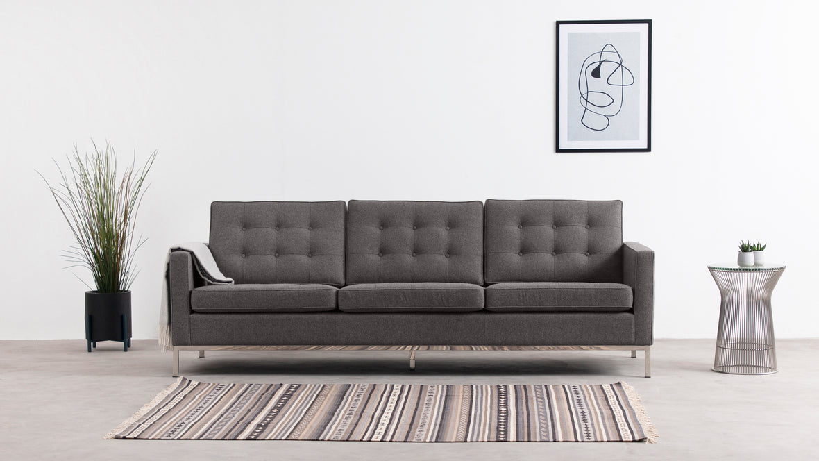 Florence - Florence Three Seater Sofa, Dark Gray Wool