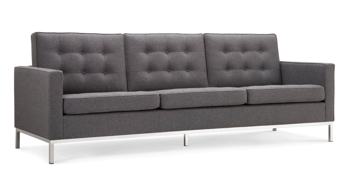 Florence - Florence Three Seater Sofa, Dark Gray Wool